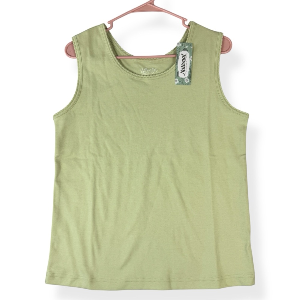 National Ultra Softs Solid Green Tank Top Womens M Medium NWT